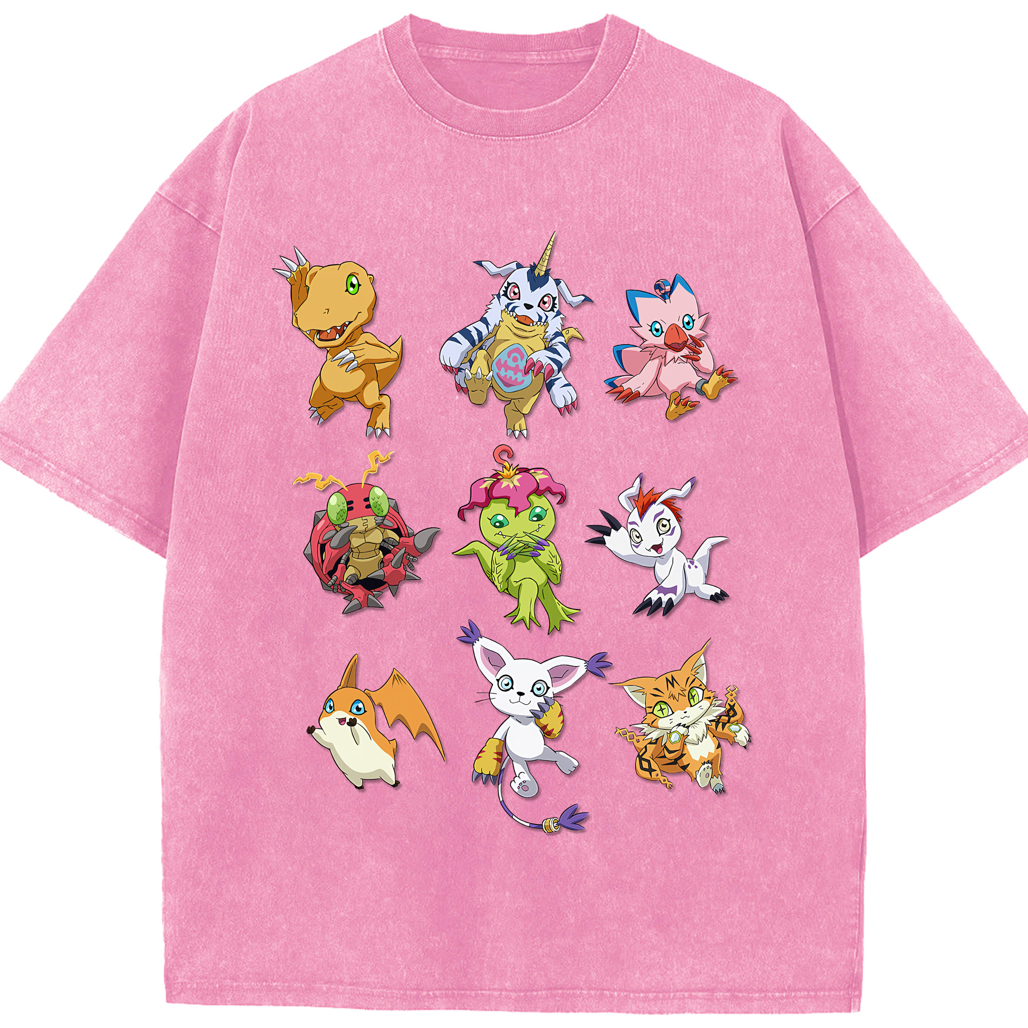 （画像用） Digimon デジタルモンスター/デジモン 綿100% ヴィンテージ風 半袖Tシャツ（フロントプリント）